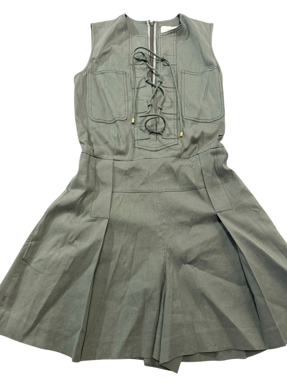 Derek Lam Olive Green Lace-Up Romper